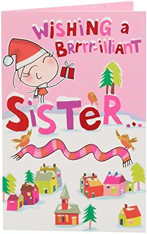 UK Greetings Christmas Card with Envelope - Sweet, Cute Design scenery, Multi