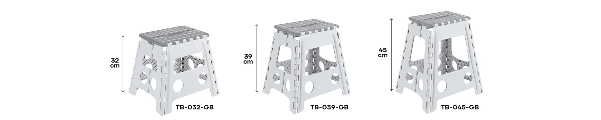 ARREGUI TB-045-GB Taburete Plegable para Cocina o Baño| Escalera Plegable Pequeña | Asiento Plegable | Banqueta Baño | Escalón Plegable para Adultos y Niños (hasta 150Kg) | 45 cm de Altura | Blanco