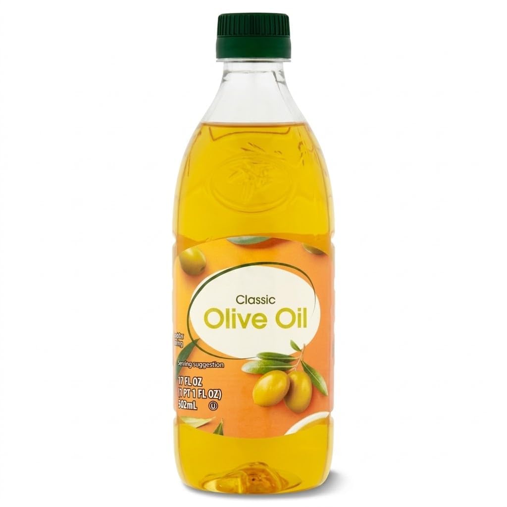 Pure Classic Olive Oil 17 fl oz (500 ml) – Refined High Heat Cooking Oil for Sautéing, Roasting & Vinaigrettes – Smooth Taste, Freshness-Sealed Bottle