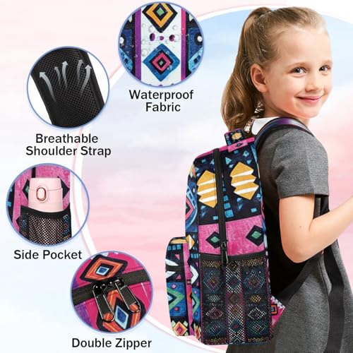 Kids Backpacks for Boys Girls - 16 Inch Western Aztec Schoolbag Lightweight Waterproof Book Bag for Preschool, Kindergarten, Elementary Back to School Children4