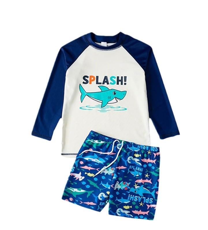 PHAYON Boys Two Piece Swimsuits Long Sleeve Rashguard Swimwear Boy's Bathing Suit Trunks