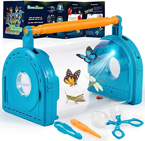 Play-Act Bug Catcher Kit for Kids - Light Up Critter Habitat Box for Indoor/Outdoor Insect Collecting - Includes Bug Tong, Tweezer, Activity Booklet, and Pipette - Gift for Boys and Girls
