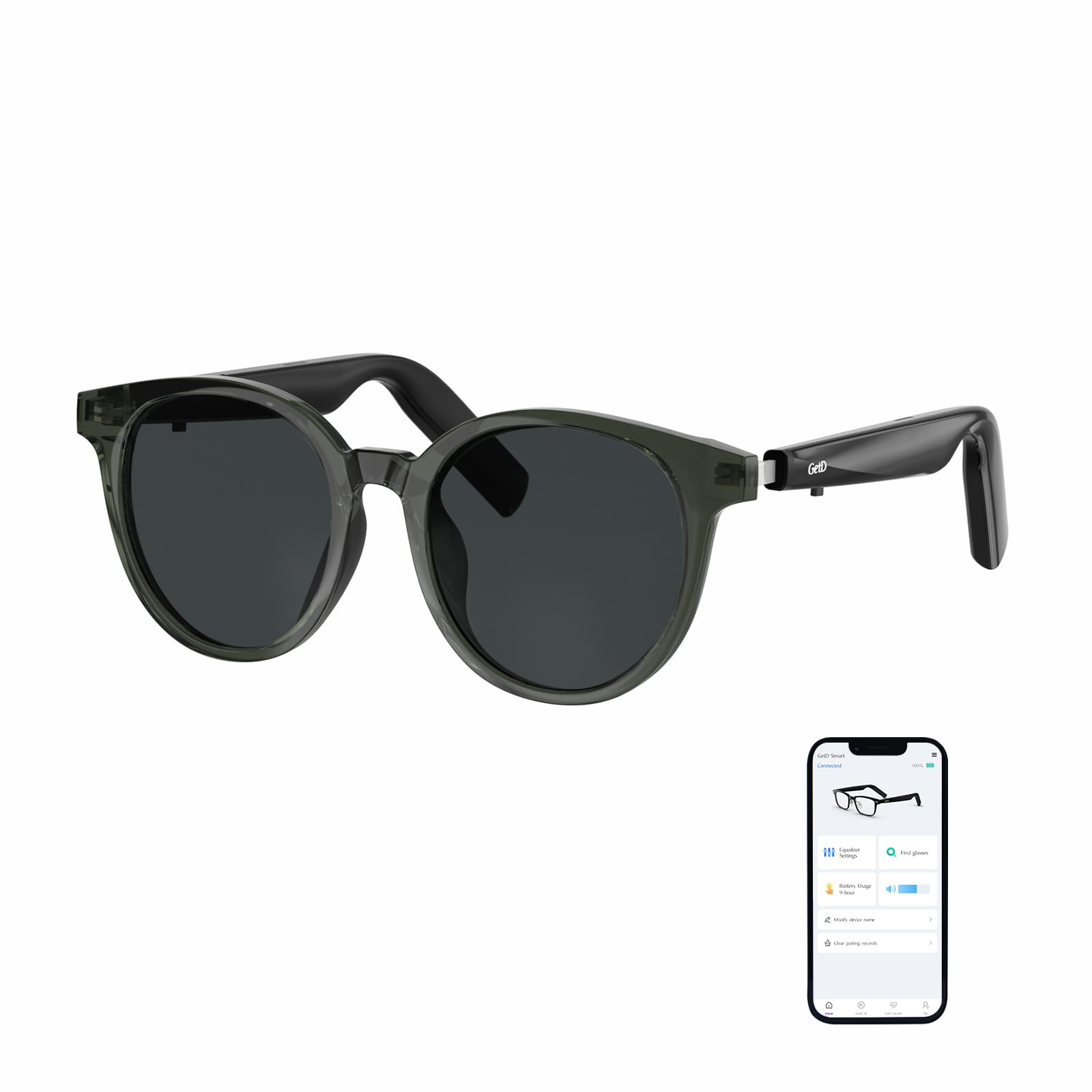 Smart Sunglasses, Round Polarized Lens Bluetooth Glasses for Women with Speaker, Music Glasses Audio