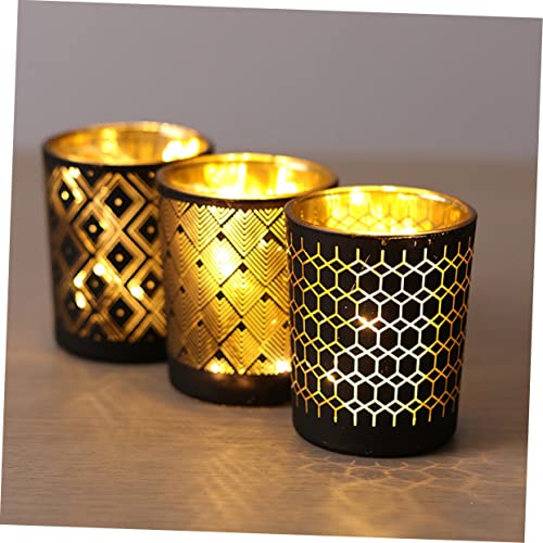 Garvalon 3Pcs Candlestick Taper Candle Holders Romantic Candles Glass Taper Candle Holder Glass Flower Pot Gold Pineapple Decor Ornament Holders Candle Holders For Table Halloween Glass #TOP5