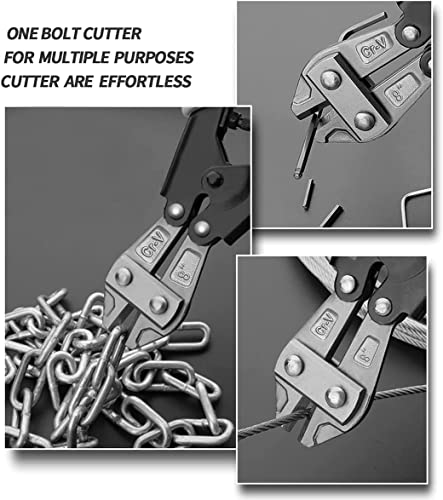 Miniatura 5 de Cortador De Pernos, Acero 8 Cr-V Minicortadores De Alambre Servicio Pesado Cable, Cadena, Cortaúñas Con Resorte Cómodo Agarre De Goma Suave, Corte Para Cadenas, Candados, Cercas De Alambre, Gallinero