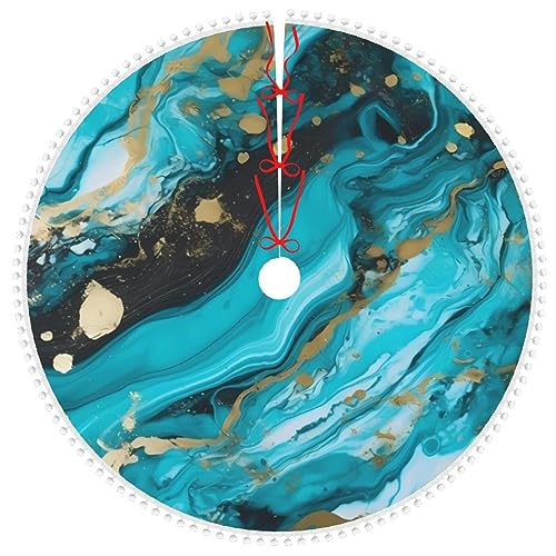 Tapis de sapin de Noël imperméable bleu turquoise pour protéger le sol