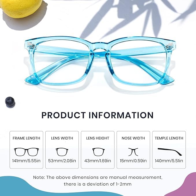 Image of Roshfort Square Zero Power Blue Cut Computer Glasses | Gaming Glasses | Anti Glare, Lightweight & Blocks Harmful Rays | UV Protection Specs | Men & Women | Medium