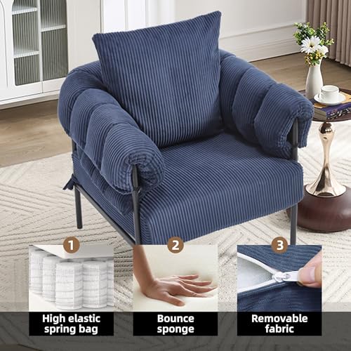 Sillón Plegable Terciopelo Azul miniatura 3