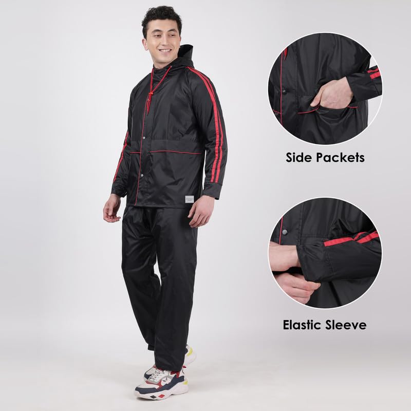 Image of Indian Terrain Men's Rain Coat with Pant and Pocket waterproof and heavy duty