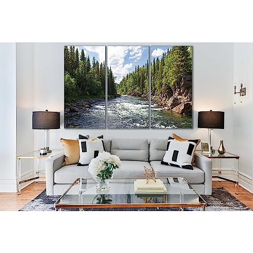 Impression sur toile rivière ZELLART №SL506 tableau XL conifères 180x120 cm