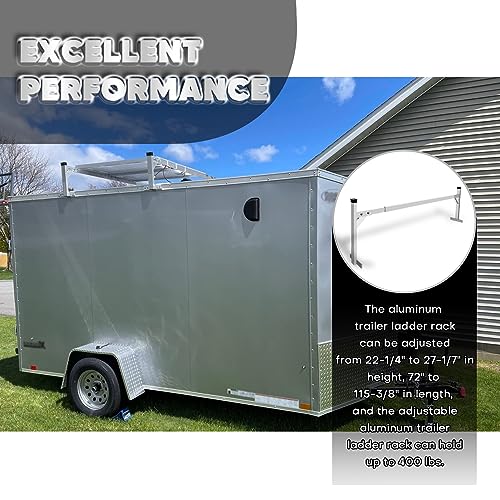 VONLX Adjustable Aluminium Trailer Ladder Rack Fit for Universal Enclosed and Open Trailers Maximum Weight Capacity of 400 lbs