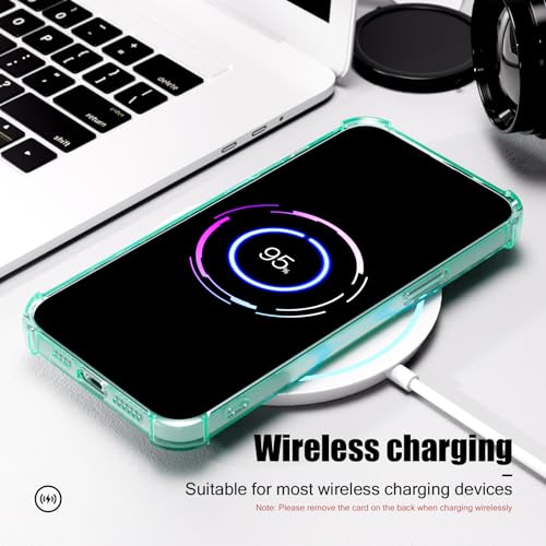 Image of AKABEILA Case for iPhone 15 Pro Green Cute Phone Case Soft TPU Wallet Case Slim Bag Cover Shockproof with Card Slot Holder
