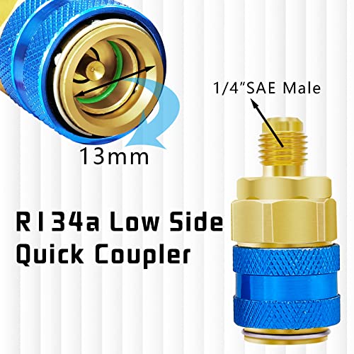 R134A Ac Refrigerant Charging Hose With Gauge, R134A Recharge Hose Kit With Bullet Piercing Valve, R134A Quick Coupler, R410A Straight Swivel Adapter #TOP5