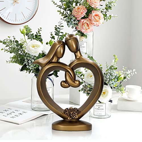 Dreamseden Abstract Couple Heart Sculpture - Romantic Husband And Wife Wedding Gifts For Her, Resin Decorative Statues And Figurines For Anniversary Home Decoration #TOP1