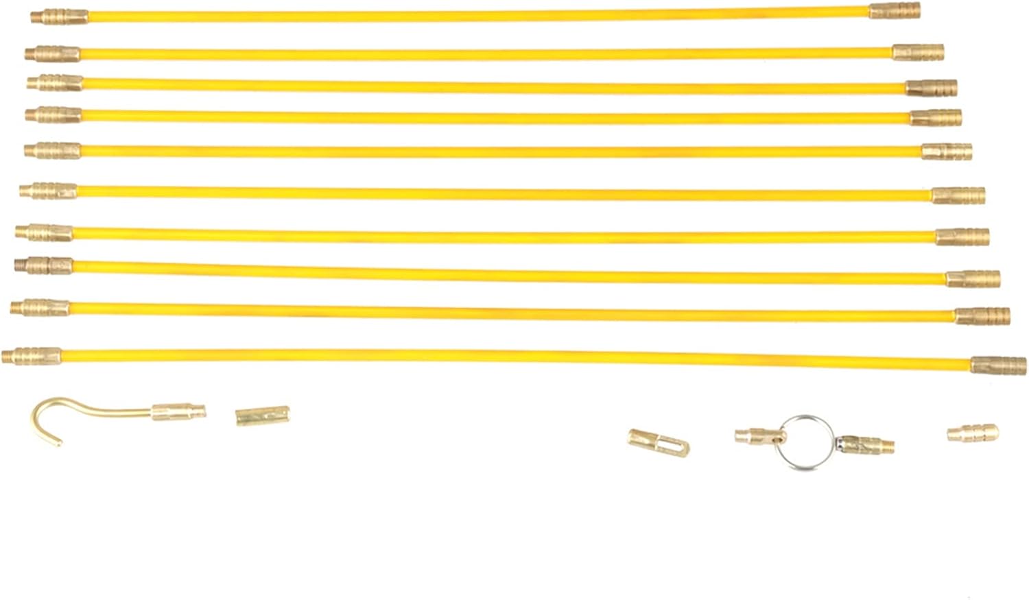 Fiberglass Running Wire Kit 10pcs 4mm Diameter Non Conductive Fish Tape Pull Push Rods for Electrical Cable Installation in Walls Attics Crawl Spaces