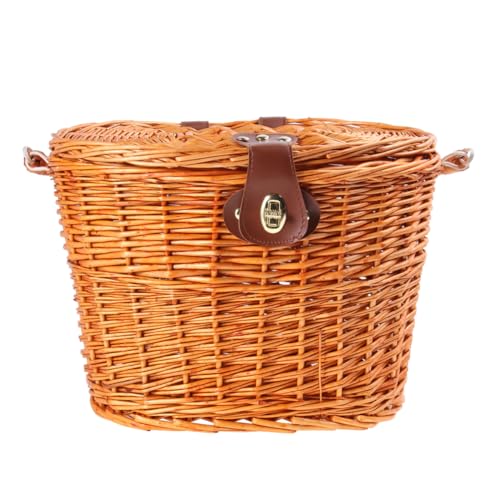 Bike Wicker Baskets Cycle Basket Front Bike Rack Basket Bikes for Adults Bicycle Carrier Basket Large Bike Basket Girls Bike Baskets Handlebar Bike Basket Bamboo Handmade Rattan