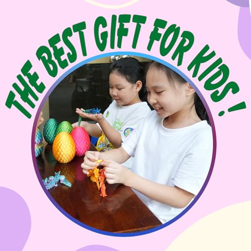 3D Printed Dragon with Wings in Egg, Easter Basket Stuffers, Crystal Dragon Surprise in Eggs, Articulated Dragon, Dragon Fidget Toy, Home Office Decor Executive Desk Toy (Laser Purple)