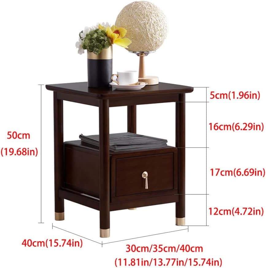Nightstand Bedside Cabinet New Chinese Style Wood Storage Cabinet Living Room Bedroom Bedside Cabinet Multifunctional Storage Cabinet Storage Drawer Rack Bedside End Table (Size : S2-35cm) (S1)