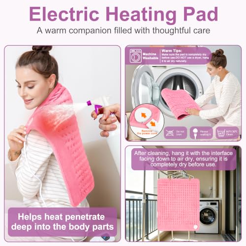 Image of Heating Pad,Electric Heating Pads,Heating Pad for Back,Pink,24x20 Inch