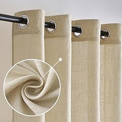 Cortinas Salon Comedor Ikea MIULEE Cortinas de Interior Cortina de Salón Lino Visillos Ojales Ventana Cortina de Panel Traslúcido Cortinas de Cocina Modernas Transparentes Dormitorio Comedor Beige 140 x 245 cm