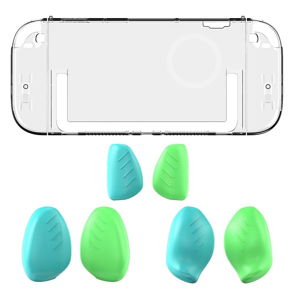 Custodia protettiva per Nintendo Switch 2, trasparente, in ABS, con impugnature ergonomiche, porte e pulsanti precisi, per design compatto (24 x 10 x 1,9 cm), include 6 impugnature