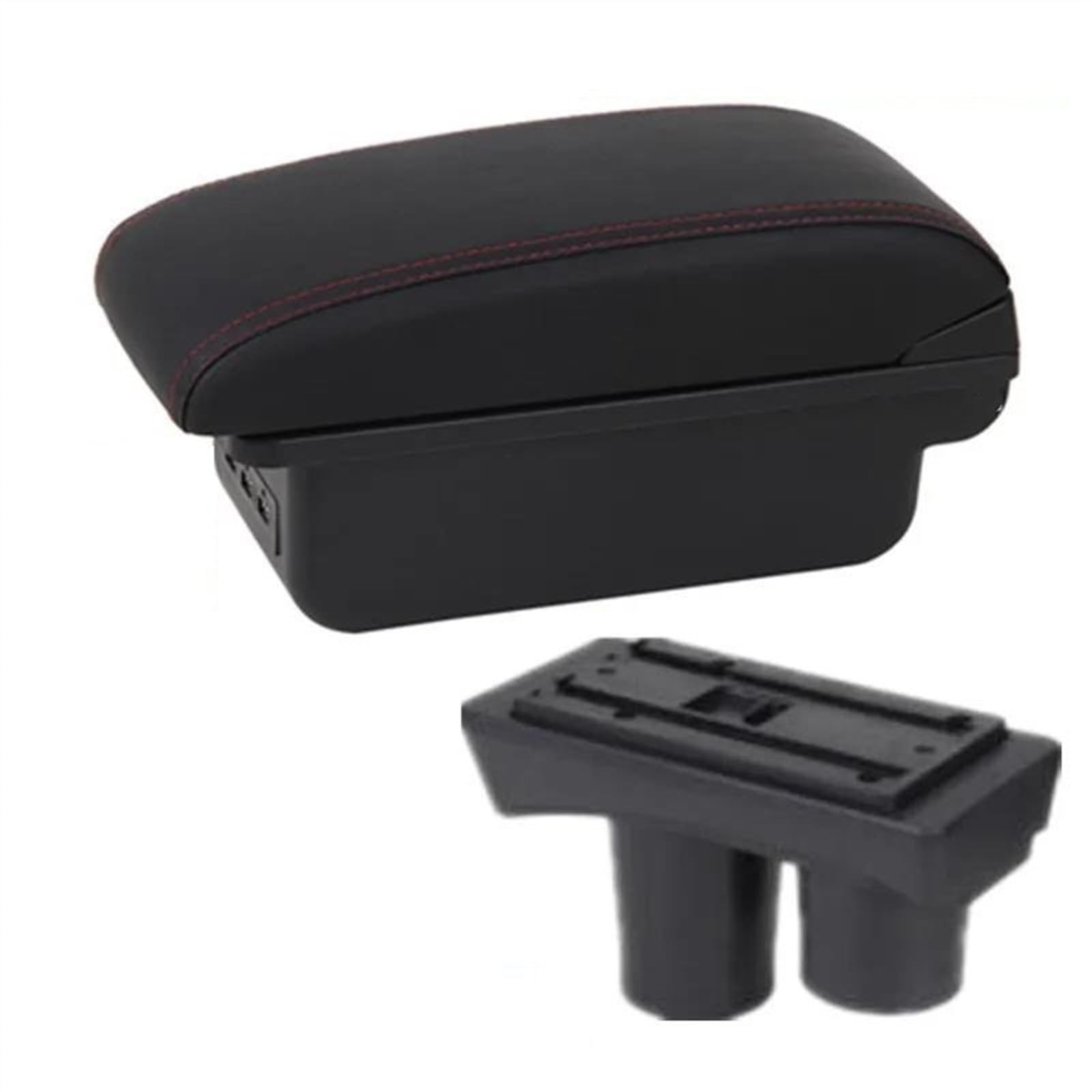 NOHEEU Armrest Box With Multifunctional Support PU Cushion Car Interior Modification Accessories For Citroen C2 C3(B1 red line 3USB)