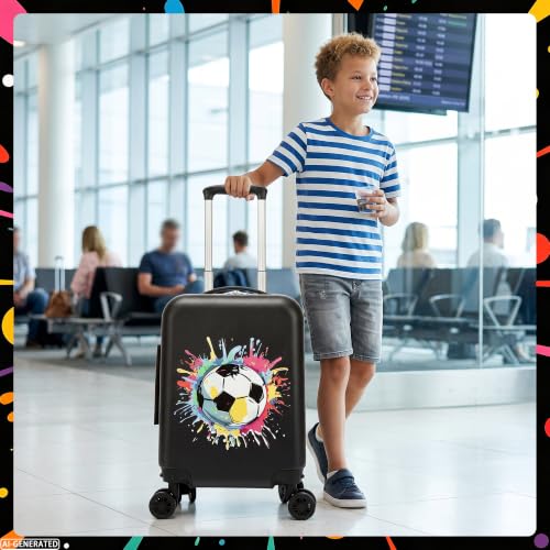 Image of Kids Carry on Luggage Set 5 Piece Kids Luggage with Wheels 16 inch Toddler Suitcase for Boys Airline Approved (Football)