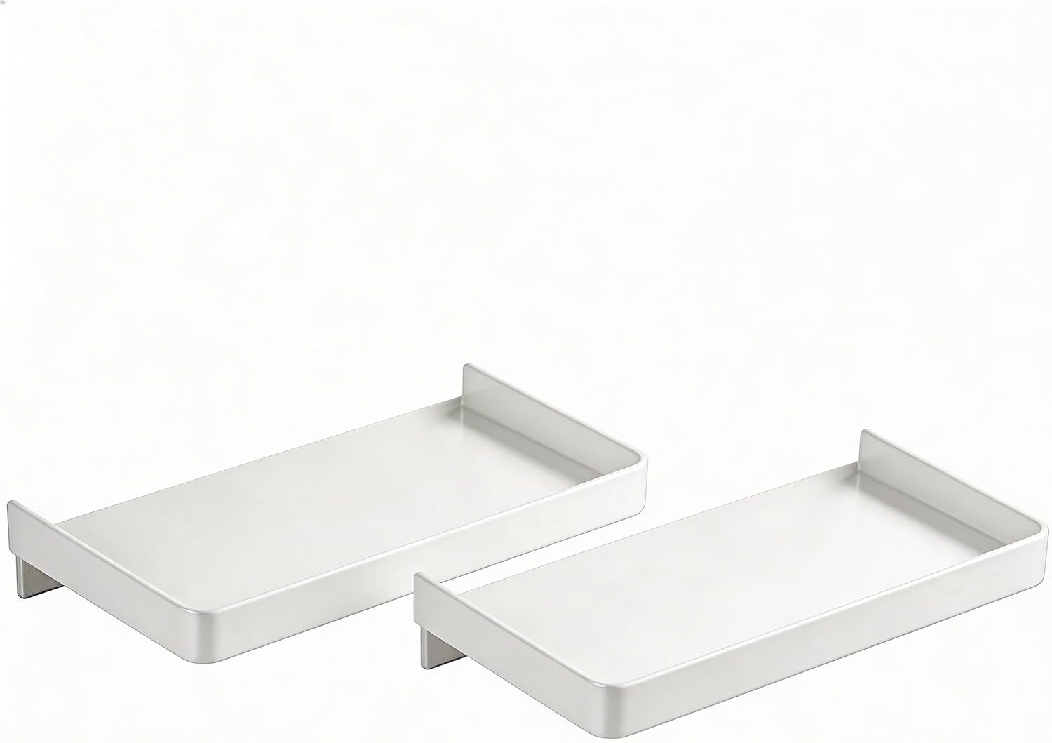 7.1x3.75in Small Floating Shelves for Wall for Cell Phone, Stainless Steel Bathroom Floating Shelf Wall Mount/Stick Mount for Kitchen Bedroom Office Storage Phone (White, 1 Pack)