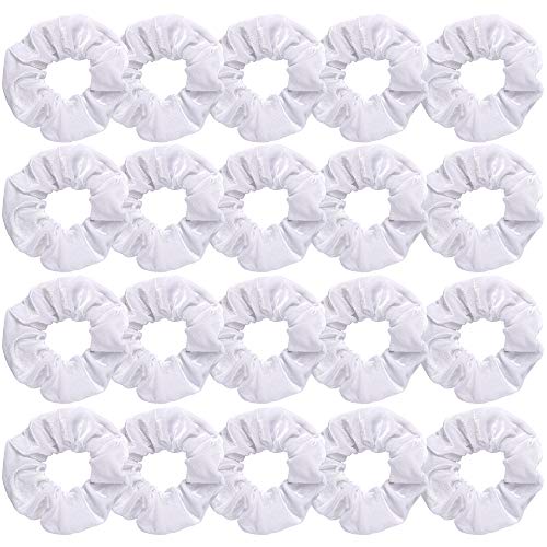Didder 20 Pcs Hair Scrunchies Velvet Elastics Scrunchy Hair Ties White Soft Scrunchie Bobbles Ropes Scrunchie Solid color Hair Bands for Women Girls