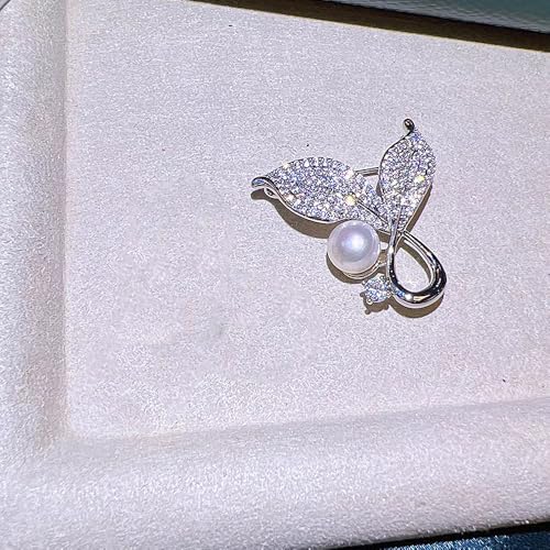 Image of Dainty Gold Crystal Flower Brooch Pin Shiny Zircon Pearls Floral Femininity Brooch Trendy Prom Costume Jewelry Accessories Gift for Women