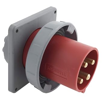 Hubbell HBL460B7W Pin and Sleeve IEC Inlet, 3 Pole, 4 Wire, 60 amp, 480V, Watertight