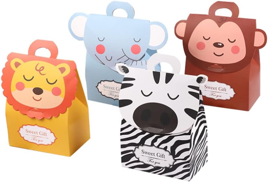 KASTWAVE 12 pcs Jungle Safari Animals Treat Bags, Zoo Animals Birthday Party Favor Decorations Supplies Goody Gift Bags for Kids Baby Shower Birthday Party Favor