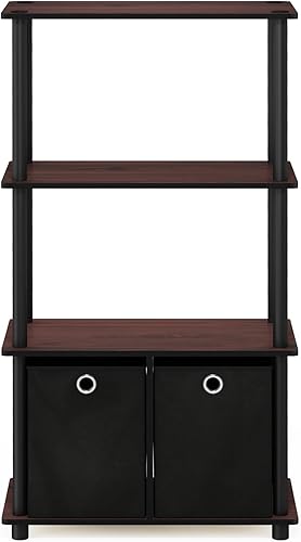 Vista 83 de Furinno Turn-N-Tube - Estantería multiuso de 5 niveles, estantería para exhibición, almacenamiento o libros, con tubos redondos, color cereza claro