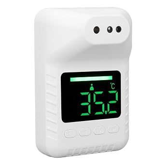 Wall Mounted Infrared Forehead Thermometer, Non Electronic Digital Wall Thermometer, USB Charging or Battery Operated, Wall Mounted Thermometer for Offices, Factories, Schools,