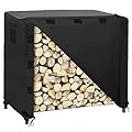 LBW 4ft Firewood Rack Cover Log Rack Cover Outdoor 600D Fireplace Logs Holder Covering Waterproof Firewood Holder Cover Firewood Rack Cover,Black, 47.68 "H x 23.2 "W x 43.3 "L