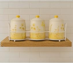 طقم توابل من البورسلين الوردي مكون من 3 قطع QQ-973-B بتصميم ساحر للمطبخ من هوم كير، عبوة من قطعة واحدة - بورسلين وردي