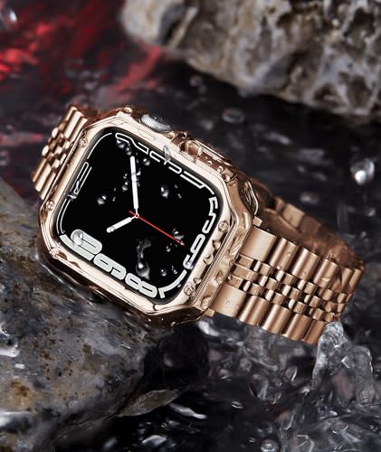 Image of BINLUN Compatible with Apple Watch Band 49mm 46mm 45mm 44mm 42mm 41mm 40mm 38mm for Men Women, Stainless Steel Metal Strap with TPU Case Fit for iWatch Series Ultra /SE3 /11 /10 /9 /8 /7 /SE2 /SE /6 /5 /4 /3 /2 /1