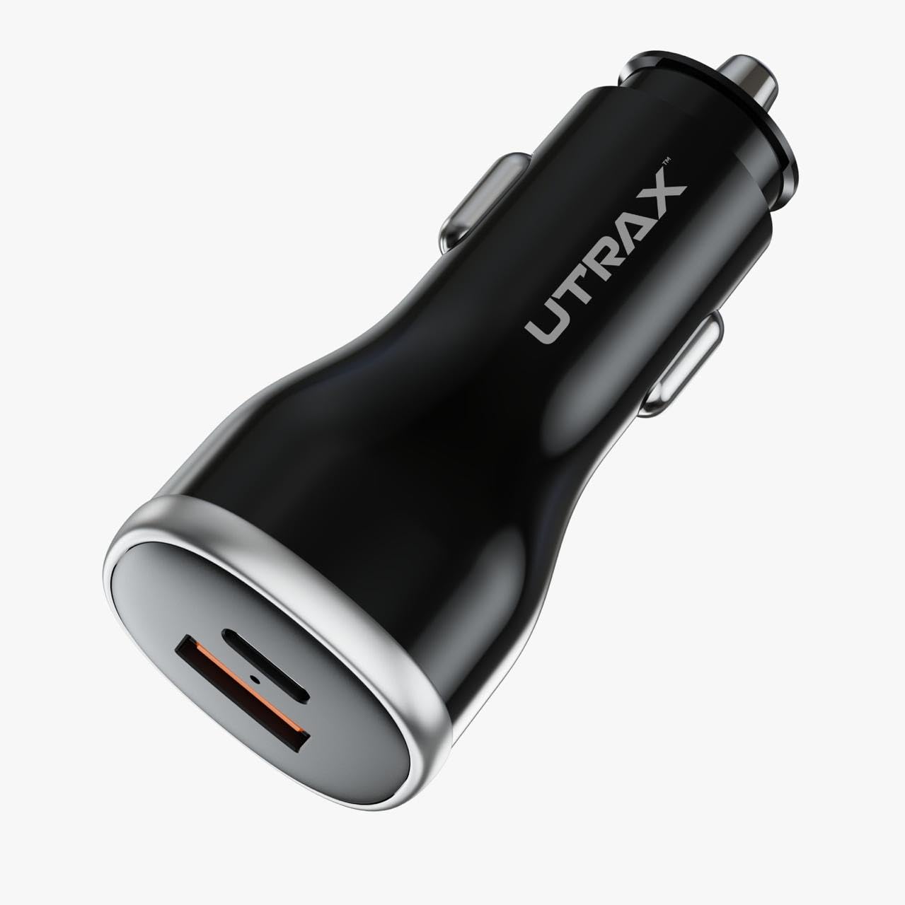 UTRAX 51W Fast Car Charger with 33W PD & 18W QC | Dual Port All Protocol Charger for Car | Type-C Power Delivery & USB Quick Charge | Black | 1 Year Warranty (51W (with USB to Type C Cable))