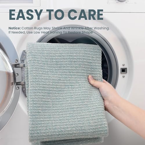 EARTHALL Washable Entryway Rug, Non Slip Doormat, 2x3 Ft, Turquoise/Gray by EARTHALL - Used condition - Image 3