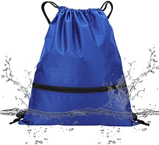 Drawstring Bag, joyliveCY Waterproof Swim Bag, Sport Gym Sack Personalised Drawstring Bag, Waterproof Swimming Bag PE Bag Drawstring Suitable for School Travel Beach and Various Activities (Blue)