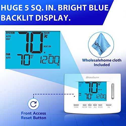 Braeburn 7500 Universal Wireless Programmable Thermostat For Home Heating And Cooling, Digital Thermostat Kit With Control Module, Supply Air Sensor And Wholesalehome Cloth #TOP4