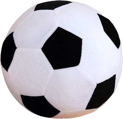 AOQI Peluche esponjoso de pelota de fútbol, almohada de felpa suave y duradera, regalo de fútbol para niños y bebés (negro - blanco, 7.8 pulgadas7.9