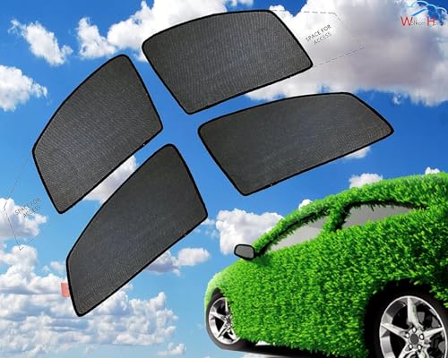 Image of WolkomHome Car Accessories Fix Curtain Window Shades - Half Curtains Sunshade for XUV 3XO EV | Premium Heat Protection & UV Ray Blocker | Magnetic Fit Mesh Side Window Screen