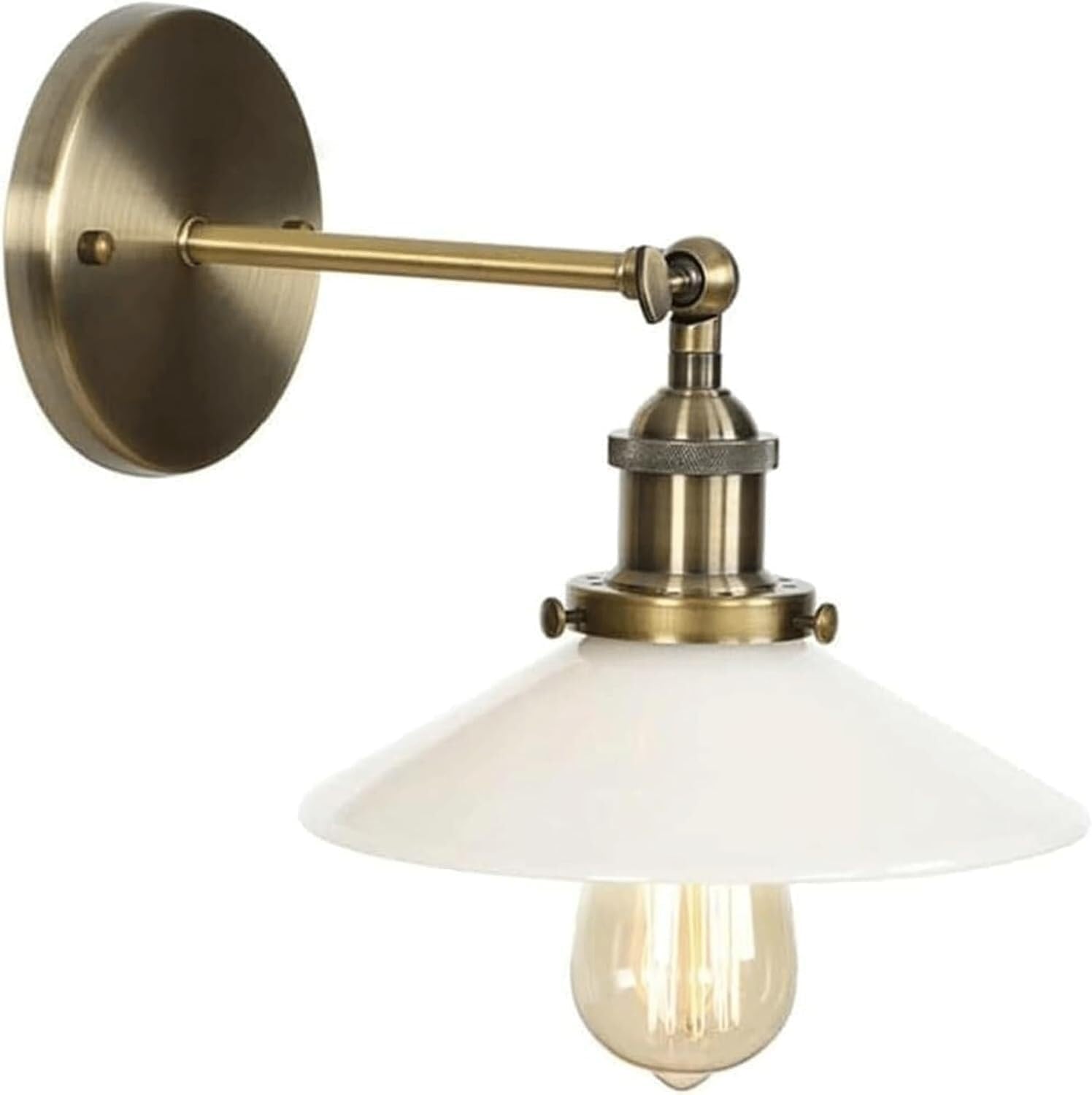 HXYSXHJUO Industrial Wall Lamp, E27 Light Source, Milky White Glass Shade, Decorative Lighting for Bedroom, Living Room, Study, Corridor, Staise - Modern Home Decor
