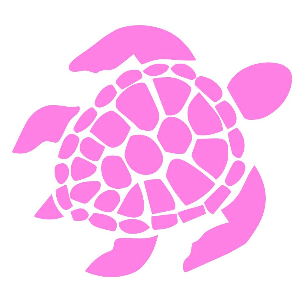 Sea Turtle [Pick Any Color] Vinyl Transfer Sticker Decal for Laptop/Car/Truck/Window/Bumper (5in x 4.5in [2-Pack], Pink)