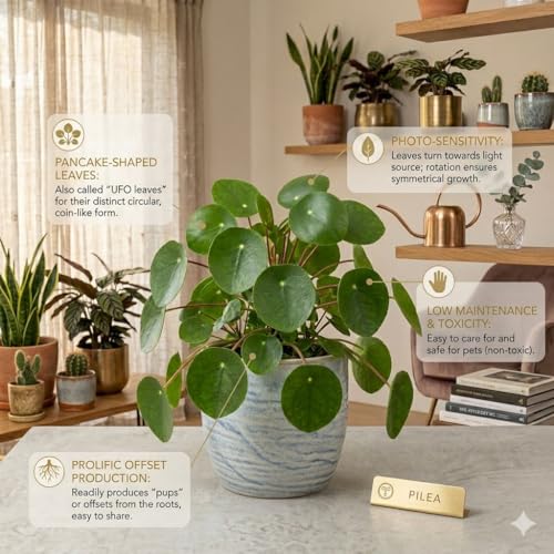 Image of Live Chinese Money Plant (Pilea Peperomioides) Indoor Lucky Plant in Pot | Round Coin-Shaped Leaves | Air Purifying & Low Maintenance Decorative Plant for Home, Office & Balcony