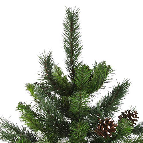 6.5' Full Snowy Delta Pine With Pine Cones Artificial Christmas Tree, Unlit #TOP2