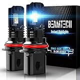 BEAMTECH 9007 LED Fog Light Bulb, Powersports LED Bulbs for ATV UTV HB5 12000LM 60W Fanless in Line 6500K Xenon Halogen Replacement