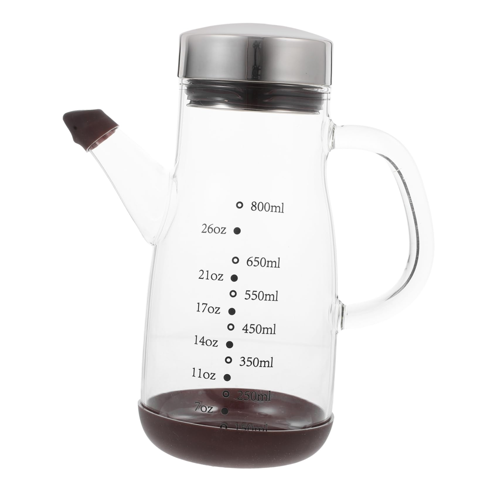 VALICLUD Große Ölflasche aus Glas mit Ausgießer Füllstandsmarkierung und Rutschfestem Boden für Öl und Essig in Küche
