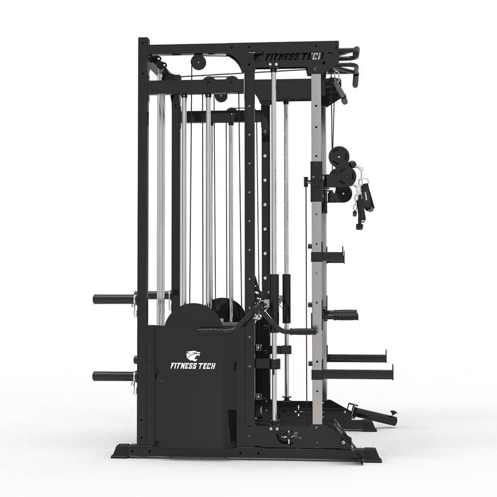 Smith Machine Modelo S 9000, Máquina de Musculación Completa, Entrenamiento de Todos los Grupos Musculares, Alta Resistencia, Gimnasio en Casa, 135x147x217 Cm
